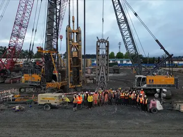 Construction of diaphragm wall for New Surrey Hospital in British Columbia by Bauer Foundations Canada